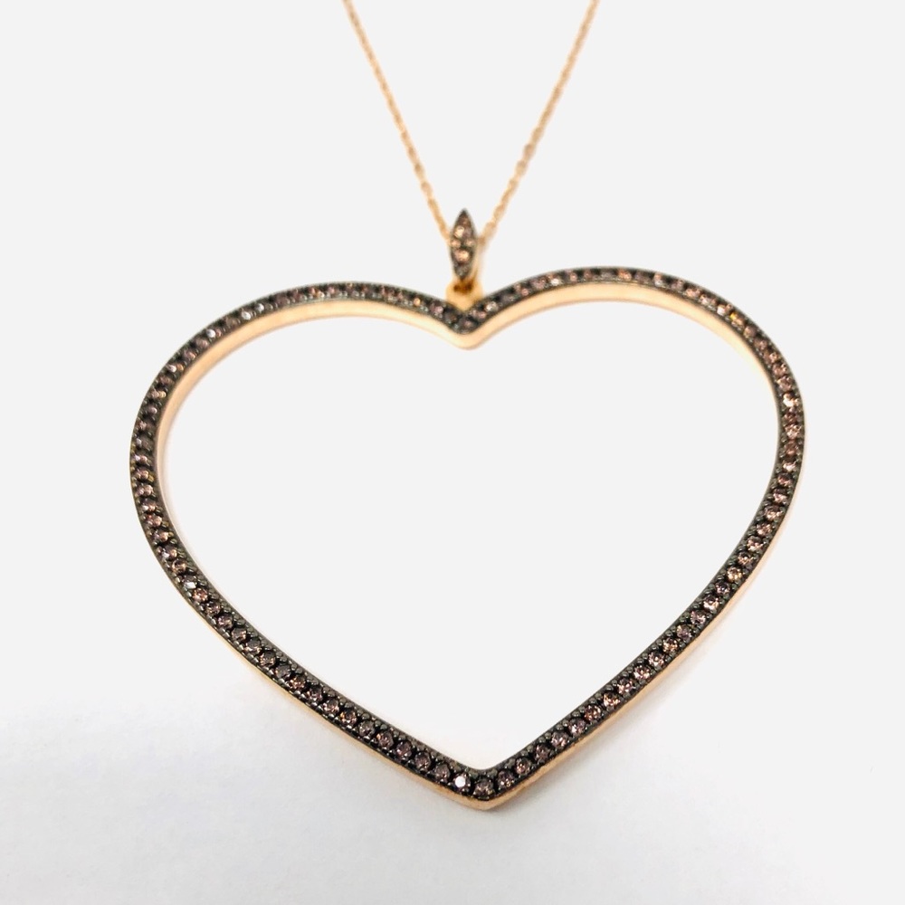 Rose gold sterling silver crystal heart 💖 pendant necklace, NWOT - Picture 7 of 15
